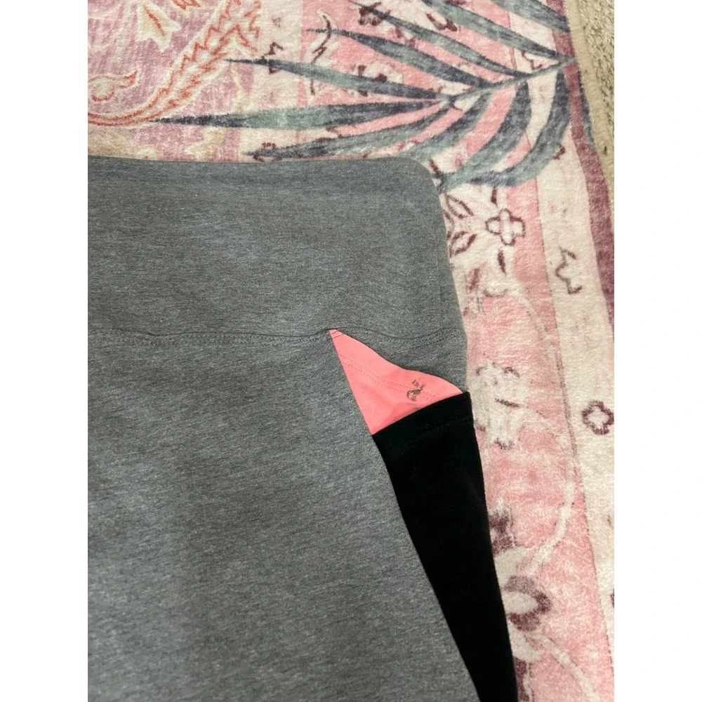 Victoria's Secret PINK‎ Gray Neon Pink Lattice Ankle Leggings Pockets Large